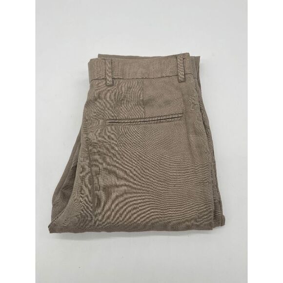 H&M Linen Pants for Women US 30R Belted Zip Up & Pockets Beige NWT - Picture 2 of 7